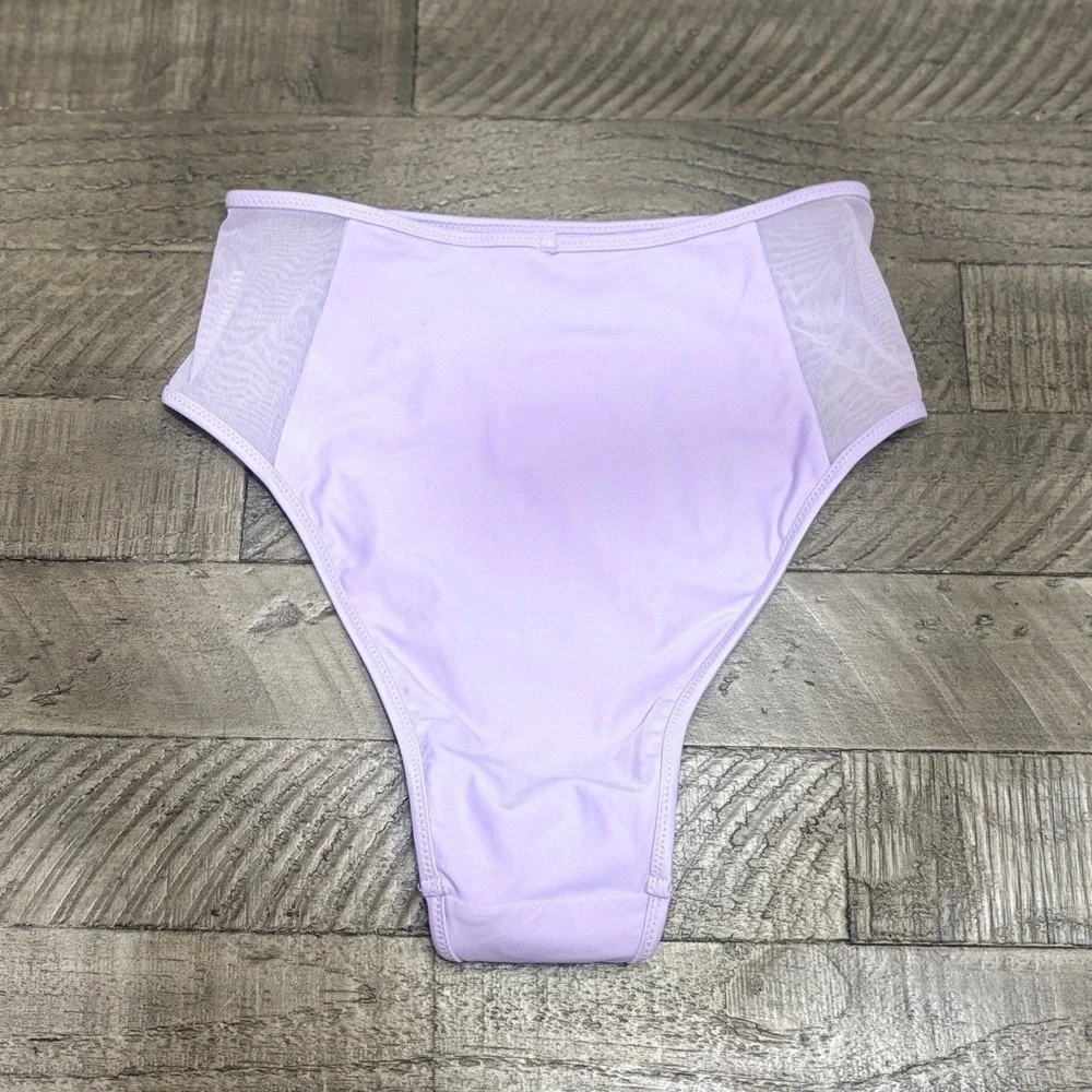 Aerie High Cut Cheeky Bikini Bottoms Lilac Purple Mesh XS NWT